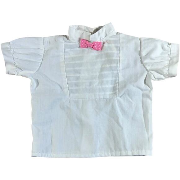 Carter’s 1980’s Pink Polka Dot Bow Tie Baby Tuxedo Shirt - Picture 1 of 4